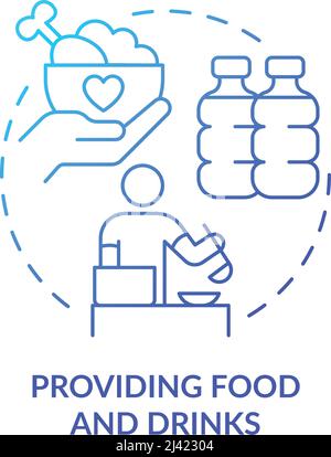 Providing food and drinks blue gradient concept icon Stock Vector