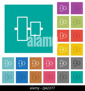 Vertically align to center  outline multi colored flat icons on plain square backgrounds. Included white and darker icon variations for hover or activ Stock Vector