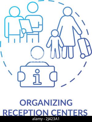Organizing reception centers blue gradient concept icon Stock Vector
