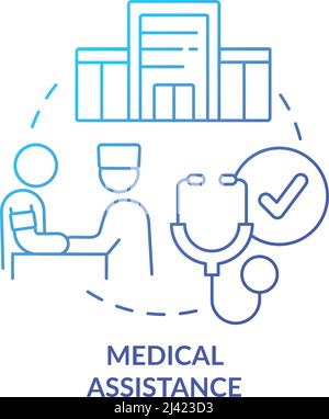 Medical assistance blue gradient concept icon Stock Vector