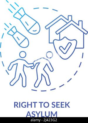 Right to seek asylum blue gradient concept icon Stock Vector