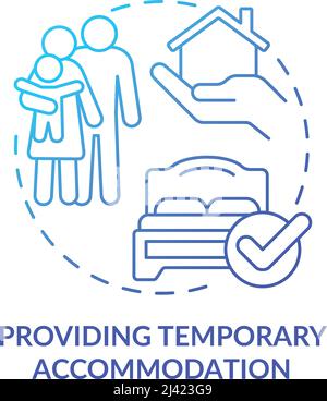 Providing temporary accommodation blue gradient concept icon Stock Vector
