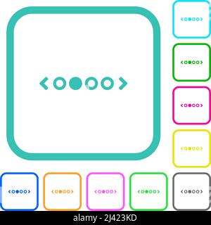 vivid colored flat icons in curved borders on white background Stock Vector