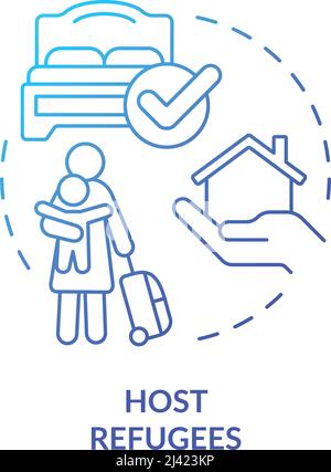 Host refugee blue gradient concept icon Stock Vector