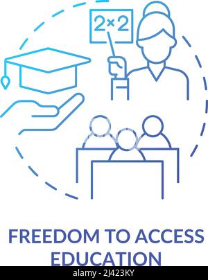 Freedom to access education blue gradient concept icon Stock Vector