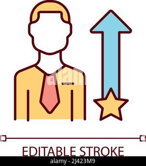Raising employee qualification RGB color icon Stock Vector