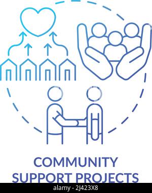 Community support projects blue gradient concept icon Stock Vector