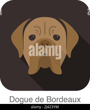 Dogue de bordeaux dog face portrait flat icon design, vector illustration Stock Vector