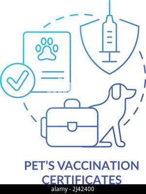 Pets vaccination certificate blue gradient concept icon Stock Vector
