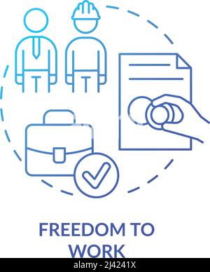 Freedom to work blue gradient concept icon Stock Vector