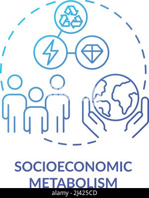 Socioeconomic metabolism blue gradient concept icon Stock Vector