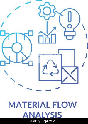 Material flow analysis blue gradient concept icon Stock Vector
