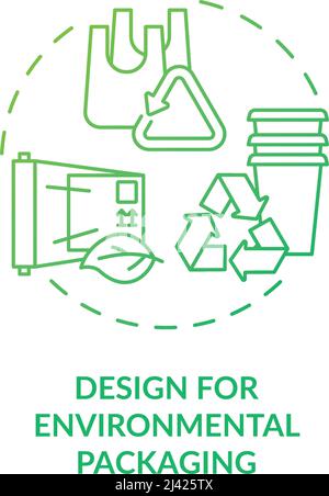 Design for environmental packaging green gradient concept icon Stock Vector