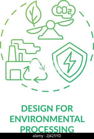 Design for environmental processing green gradient concept icon Stock Vector