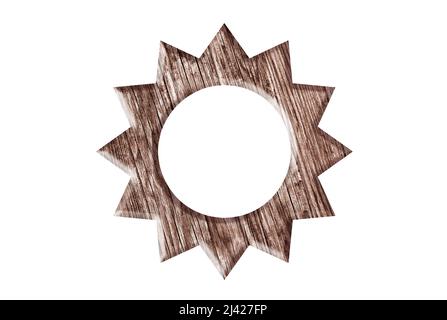 Wooden star isolated on white with clipping path Stock Photo