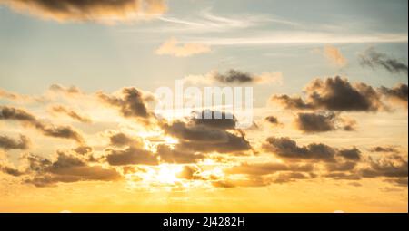 Beautiful fiery orange sky and clouds after the sunset Stock Photo