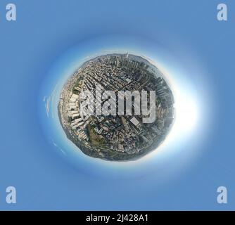 the old town area of Hong Kong named Sham Shui Po in little planet format Stock Photo