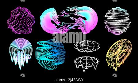 Memphis elements in 80s-90s. Trendy retrofuturistic shapes Stock Vector
