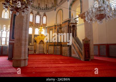 Minbar and Mihrab of Zeyrek Mosque in Istanbul. Former Byzantine church. Istanbul Turkey - 10.15.2021 Stock Photo