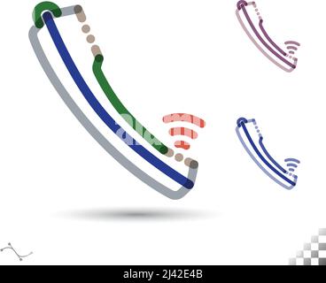 colorful line art modern cordless landline phone icon business or home Stock Vector