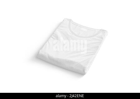 Blank white folded square t-shirt mock up, side view Stock Photo