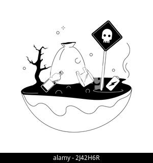 Soil pollution abstract concept vector illustration. Land degradation, groundwater pollution, soil contamination, agricultural chemical products, toxi Stock Vector