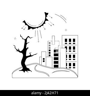 Desertification abstract concept vector illustration. Land degradation, soil contamination, deforestation problem, desertification and draught, climat Stock Vector