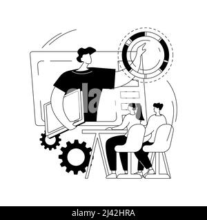 Online workshop abstract concept vector illustration. E-learning workshop, collaborative activity, get certificate online, free online education in se Stock Vector