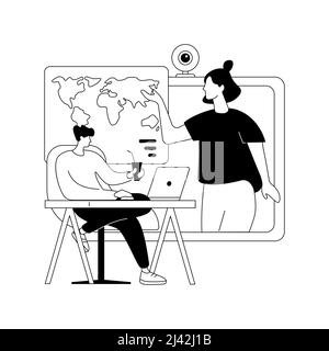 Online tutoring app and software abstract concept vector illustration. online tutoring session, video chat, e-learning in quarantine, scheduling softw Stock Vector