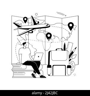 Educational tourism abstract concept vector illustration. International edu tourism, education abroad, entertaining studying, exchange student, vacati Stock Vector