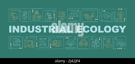 Industrial ecology word concepts dark green banner Stock Vector