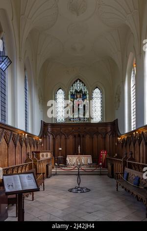 The Chapel in Hartlebury Castle. Former Bishop's Palace, now a Worcestershire museum, England. Stock Photo