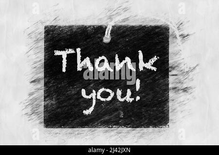 Thank You written on chalkboard in pencil drawing style Stock Photo