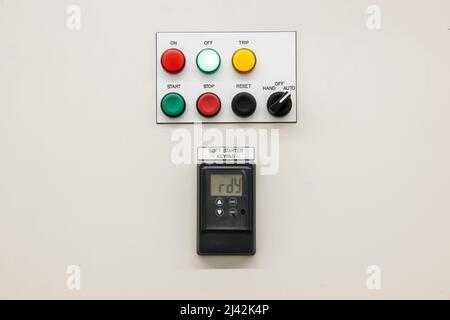 colorful buttons electro-mechanical switch panel Stock Photo
