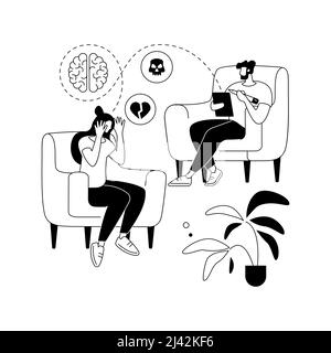 Depression counseling abstract concept vector illustration. Professional medical consultation, depression symptoms, treatment, psychiatrist counseling Stock Vector