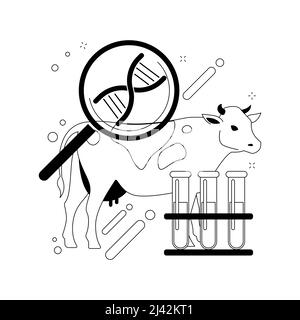 Genetically modified animals abstract concept vector illustration. Genetically modified food, animal gene experiment, dna engineering industry, diseas Stock Vector