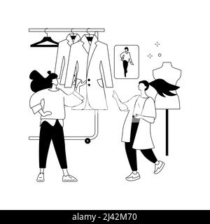 Shop assistant abstract concept vector illustration. Shopping mall retail store purchase, boutique saleswoman job, customer service, consumers choice, Stock Vector