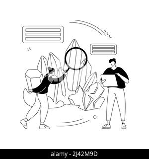Mineralogy abstract concept vector illustration. Rocks and minerals, applied geology, mineralogy degree, petrology research, fossils microscopic study Stock Vector