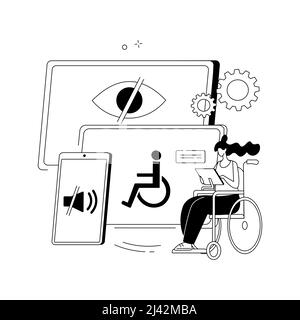 Electronic accessibility abstract concept vector illustration. Accessibility to websites, electronic device for disabled people, communication technol Stock Vector