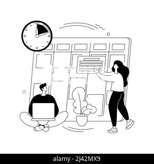 Set up daily schedule abstract concept vector illustration. Quarantine daily routine, schedule your day staying home, self-organization during pandemi Stock Vector