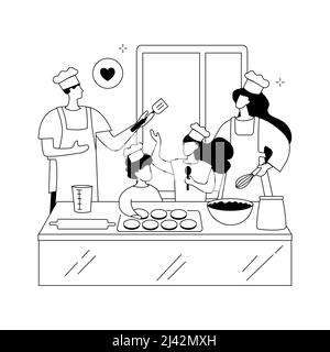 Bake together abstract concept vector illustration. Family fun during quarantine, home sitting ideas, spending time together during isolation, adults Stock Vector