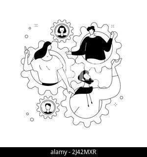 Social role abstract concept vector illustration. Social norms, gender stereotypes, working woman leader, paternity leave, husband cooking, modern fam Stock Vector