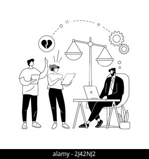 Divorce lawyer service abstract concept vector illustration. Family lawyer, divorce process, legal service consultation, law firm aid, child support, Stock Vector