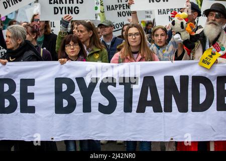 Extinction Rebellion rally, Hyde Park and Central London. Apr 9th 2022 Stock Photo