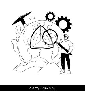 Geology abstract concept vector illustration. Applied Earth science, physical rocks study, geology for children, minerals research, landscape formatio Stock Vector