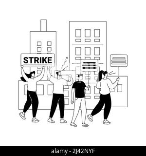 Strike action abstract concept vector illustration. Anti globalism action, labor union movement strike, employees stop working, industry blockage, sto Stock Vector