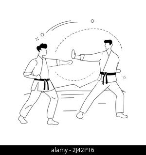 Martial Arts abstract concept vector illustration. Self-defense training, karate class, combat sports, mixed martial arts instruction, traditional fig Stock Vector