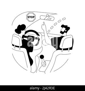 Driving instruction abstract concept vector illustration. Driving education, advanced practice, all level lessons, driver training, certified instruct Stock Vector