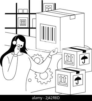 Warehouse voice tasking abstract concept vector illustration. Voice picking, speech-based warehousing, hands-free and eyes-free system, accurate autom Stock Vector
