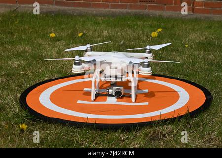 UAV Camara drone, used for surveillance and intelligence gathering in the Ukraine by the military on the battlefield Stock Photo